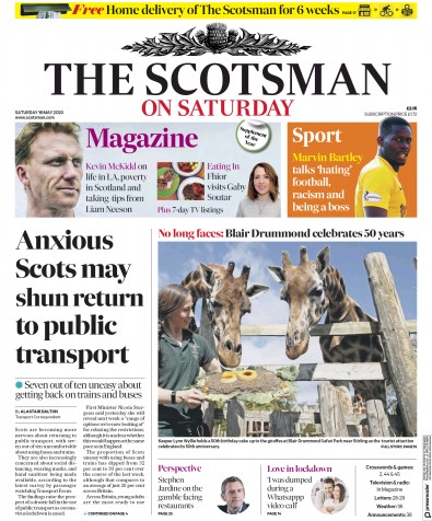 The Scotsman Newspaper Front Page (UK) for 16 May 2020