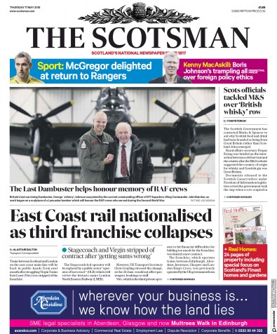 The Scotsman Newspaper Front Page (UK) for 17 May 2018