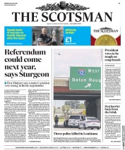 The Scotsman (UK) Newspaper Front Page for 18 July 2016