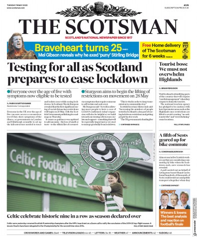 The Scotsman Newspaper Front Page (UK) for 19 May 2020