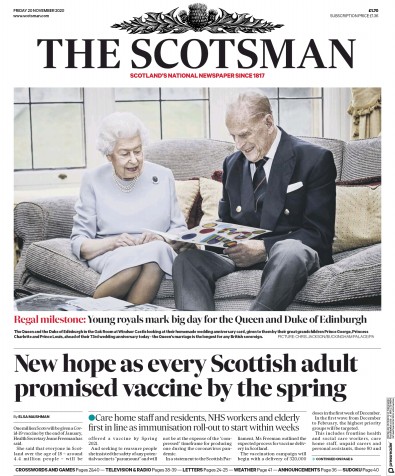 The Scotsman Newspaper Front Page (UK) for 20 November 2020