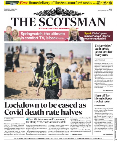 The Scotsman Newspaper Front Page (UK) for 21 May 2020