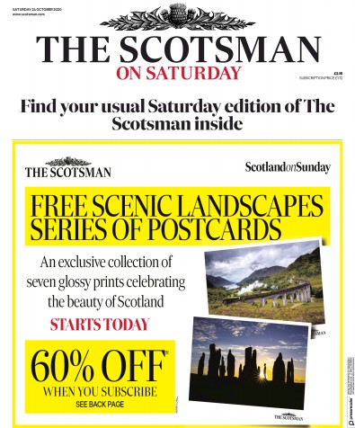 The Scotsman Newspaper Front Page (UK) for 24 October 2020