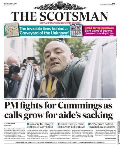 The Scotsman Newspaper Front Page (UK) for 25 May 2020