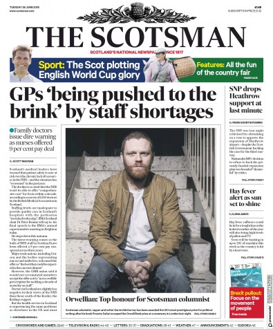 The Scotsman Newspaper Front Page (UK) for 26 June 2018