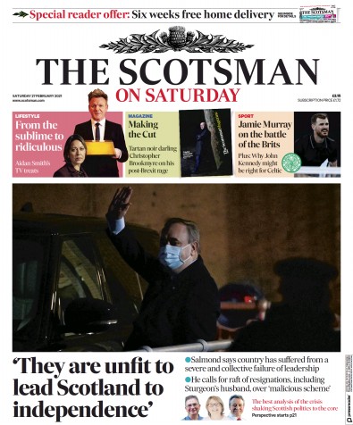 The Scotsman Newspaper Front Page (UK) for 27 February 2021