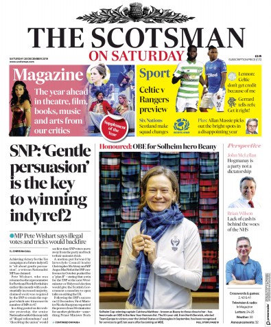 The Scotsman Newspaper Front Page (UK) for 28 December 2019