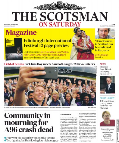 The Scotsman Newspaper Front Page (UK) for 28 July 2018