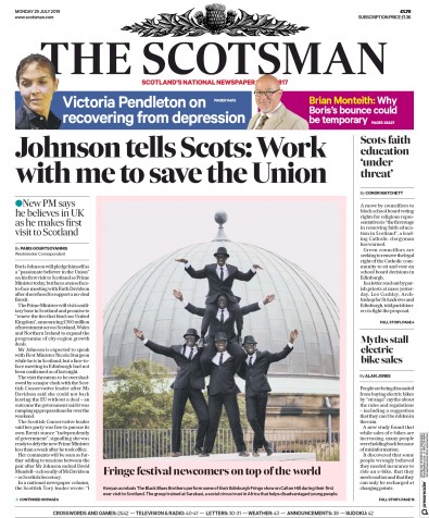 The Scotsman Newspaper Front Page (UK) for 29 July 2019