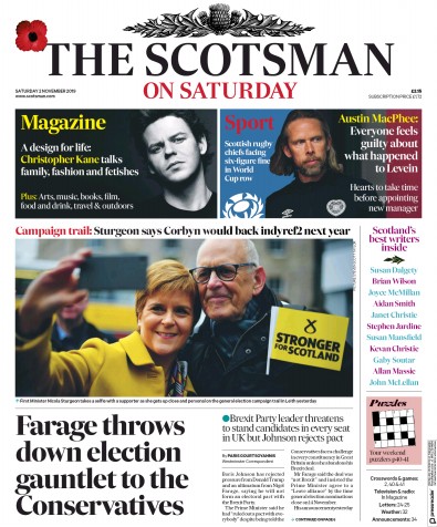 The Scotsman Newspaper Front Page (UK) for 2 November 2019