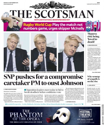 The Scotsman Newspaper Front Page (UK) for 30 September 2019