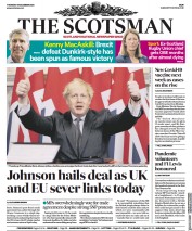 The Scotsman (UK) Newspaper Front Page for 31 December 2020