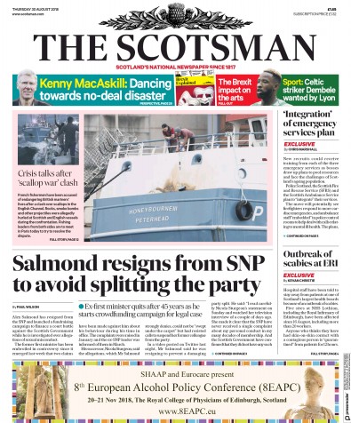 The Scotsman Newspaper Front Page (UK) for 31 August 2018