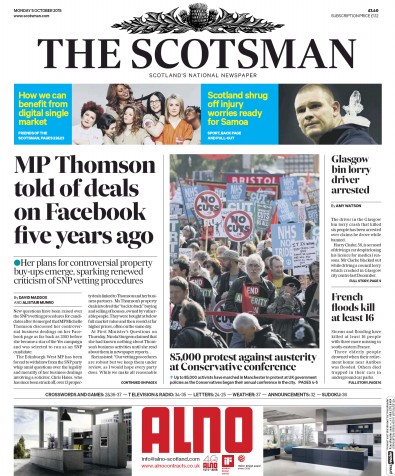 The Scotsman Newspaper Front Page (UK) for 5 October 2015