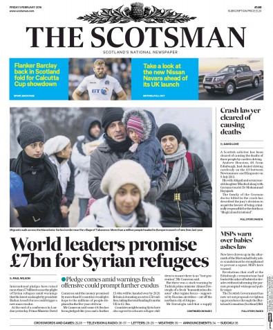 The Scotsman Newspaper Front Page (UK) for 5 February 2016