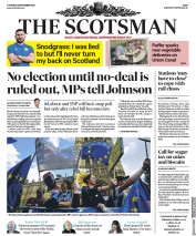 The Scotsman (UK) Newspaper Front Page for 5 September 2019