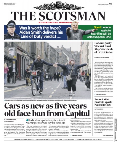 The Scotsman Newspaper Front Page (UK) for 6 May 2019