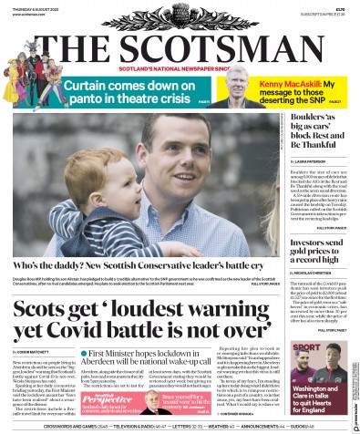 The Scotsman Newspaper Front Page (UK) for 6 August 2020