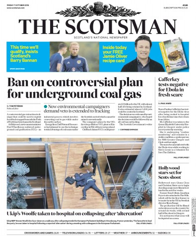 The Scotsman Newspaper Front Page (UK) for 7 October 2016