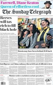 The Sunday Telegraph front page for 12 October 2025