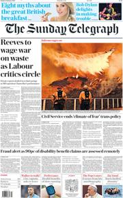 The Sunday Telegraph front page for 12 January 2025