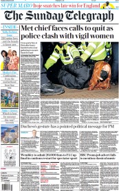 The Sunday Telegraph (UK) Newspaper Front Page for 14 March 2021