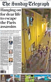 The Sunday Telegraph (UK) Newspaper Front Page for 15 November 2015