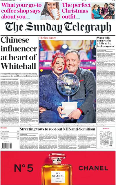 The Sunday Telegraph Newspaper Front Page (UK) for 15 December 2024