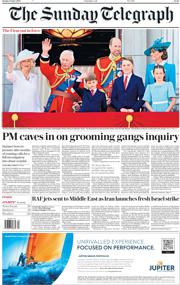 The Sunday Telegraph front page for 15 June 2025