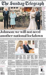 The Sunday Telegraph (UK) Newspaper Front Page for 19 July 2020