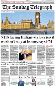 The Sunday Telegraph (UK) Newspaper Front Page for 22 March 2020