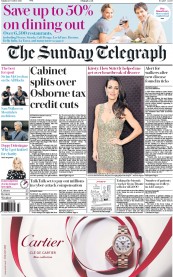 The Sunday Telegraph (UK) Newspaper Front Page for 25 October 2015