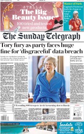 The Sunday Telegraph (UK) Newspaper Front Page for 30 September 2018