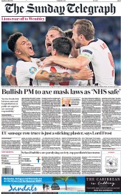 The Sunday Telegraph (UK) Newspaper Front Page for 4 July 2021