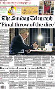 The Sunday Telegraph (UK) Newspaper Front Page for 6 December 2020